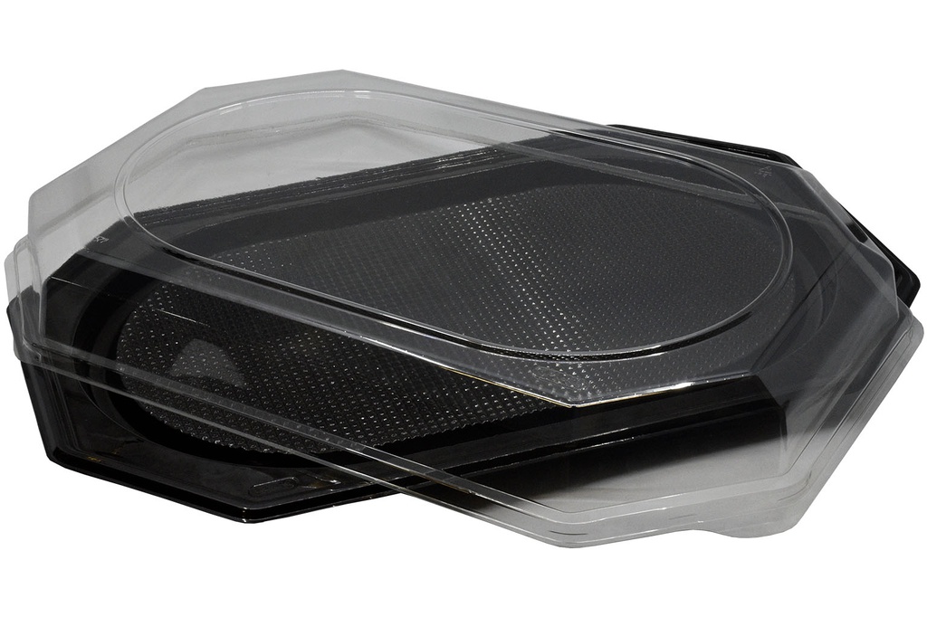CAPAC TRANSPARENT PT PLATOU NEGRU OVAL 55 CM (184) 10 BUC/SET