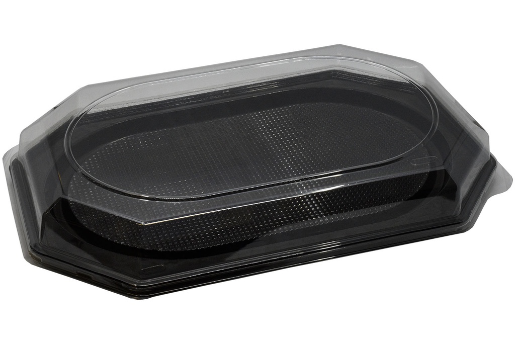CAPAC TRANSPARENT PT PLATOU NEGRU OVAL 55 CM (184) 10 BUC/SET