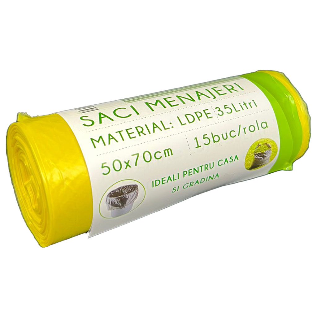 SACI MENAJ COLOR LDPE 35 L 15 BUC/SET