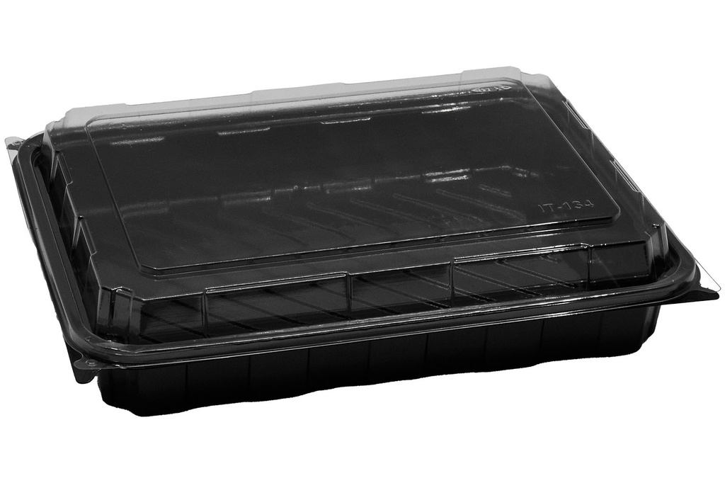 CASEROLA SUSHI NEAGRA CU CAPAC 2400 CC 50 BUC/SET