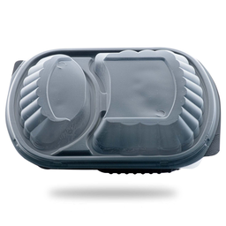 [709246] CASEROLA MENIU NEAGRA 2 COMP CU CAPAC 50 BUC/SET