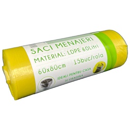 [702207] SACI MENAJ COLOR LDPE 60 L 15 BUC/SET